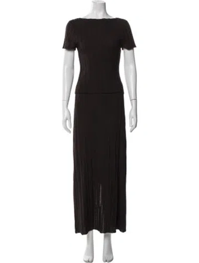 Pre-owned Dissh Pleated Accents Skirt Set In Brown