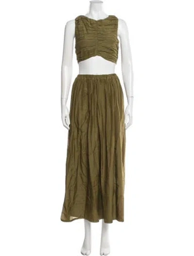 Pre-owned Dissh Pleated Accents Skirt Set In Green