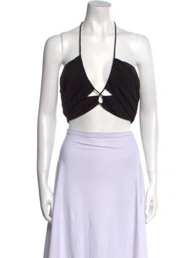 Pre-owned Dissh Plunge Neckline Sleeveless Crop Top In Black