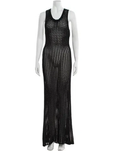 Pre-owned Dissh Polka Dot Print Long Dress In Black