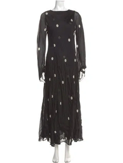 Pre-owned Dissh Polka Dot Print Long Dress In Gray