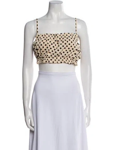 Pre-owned Dissh Polka Dot Print Square Neckline Crop Top In White