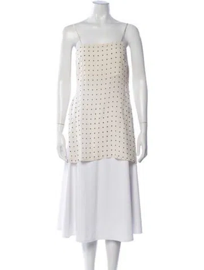 Pre-owned Dissh Polka Dot Print Square Neckline Top In Neutrals