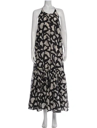 Pre-owned Dissh Printed Long Dress In Black