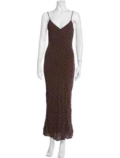 Pre-owned Dissh Printed Long Dress In Black/brown