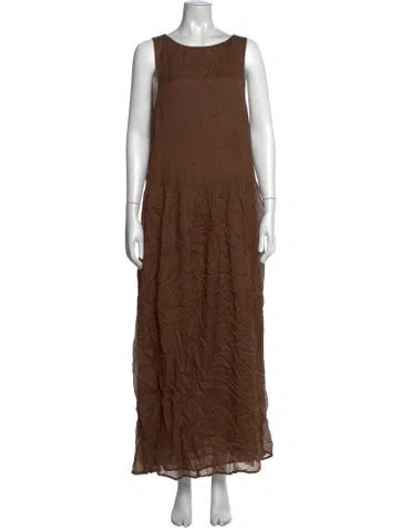 Pre-owned Dissh Printed Long Dress In Brown