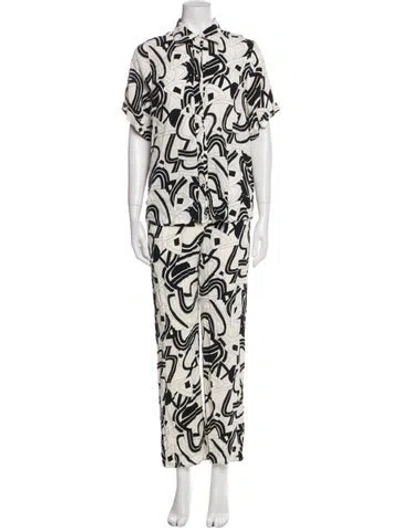 Pre-owned Dissh Printed Pant Set In White