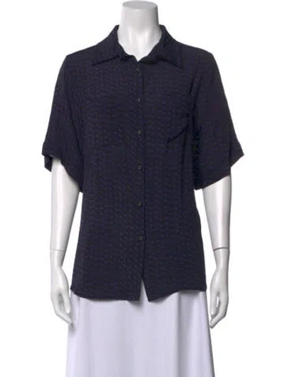 Pre-owned Dissh Printed Short Sleeve Top In Blue
