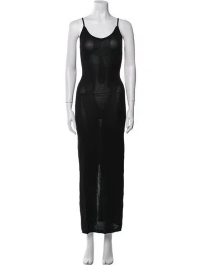 Pre-owned Dissh Scoop Neck Long Dress In Black