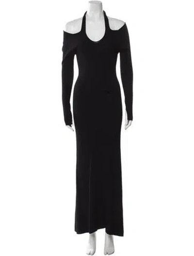 Pre-owned Dissh Scoop Neck Long Dress In Black