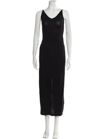 Pre-owned Dissh Scoop Neck Long Dress In Black