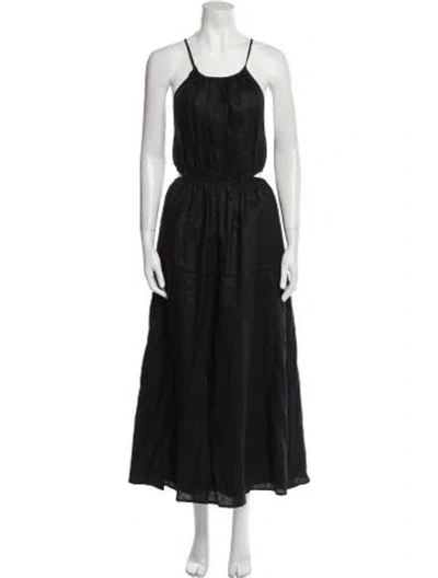 Pre-owned Dissh Scoop Neck Long Dress In Black