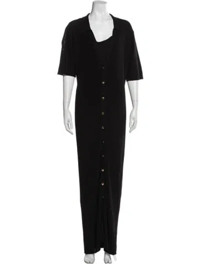 Pre-owned Dissh Scoop Neck Long Dress In Black