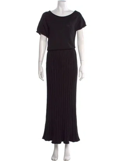 Pre-owned Dissh Scoop Neck Long Dress In Black