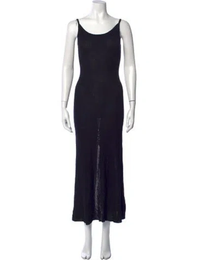 Pre-owned Dissh Scoop Neck Long Dress In Black