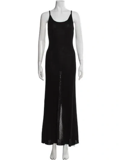 Pre-owned Dissh Scoop Neck Long Dress In Black