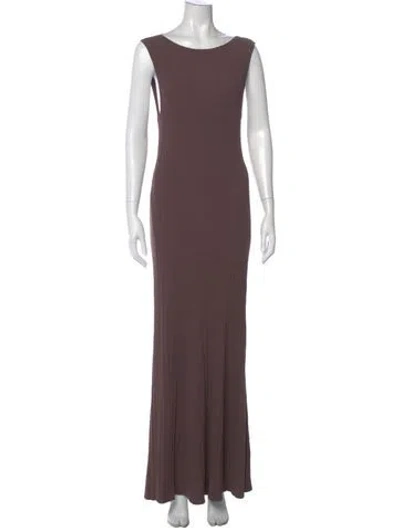 Pre-owned Dissh Scoop Neck Long Dress In Brown