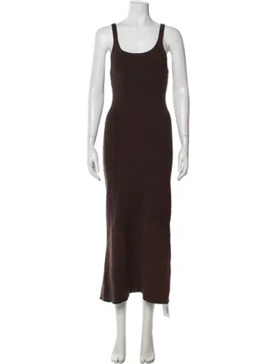 Pre-owned Dissh Scoop Neck Long Dress In Brown
