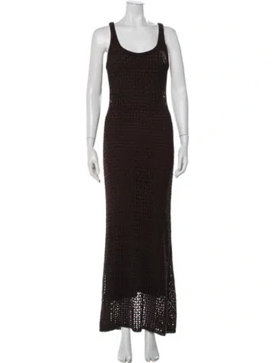 Pre-owned Dissh Scoop Neck Long Dress In Brown