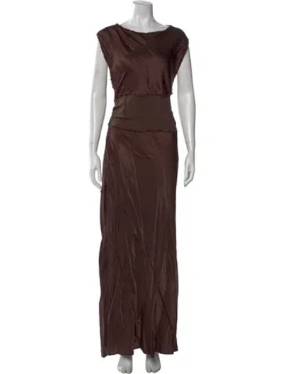 Pre-owned Dissh Scoop Neck Long Dress In Brown