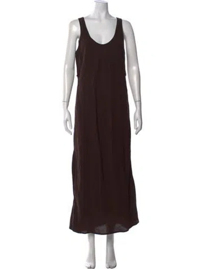 Pre-owned Dissh Scoop Neck Long Dress In Brown