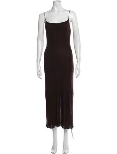 Pre-owned Dissh Scoop Neck Long Dress In Brown