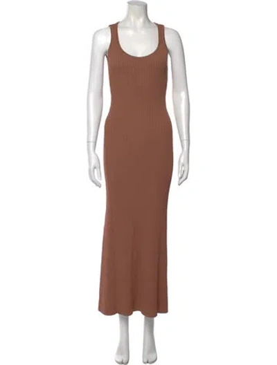 Pre-owned Dissh Scoop Neck Long Dress In Brown