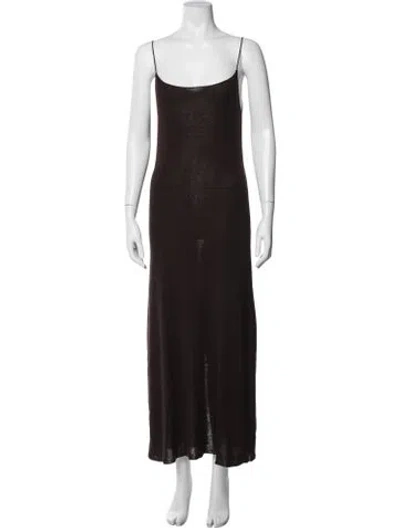 Pre-owned Dissh Scoop Neck Long Dress In Brown
