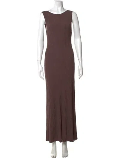 Pre-owned Dissh Scoop Neck Long Dress In Brown