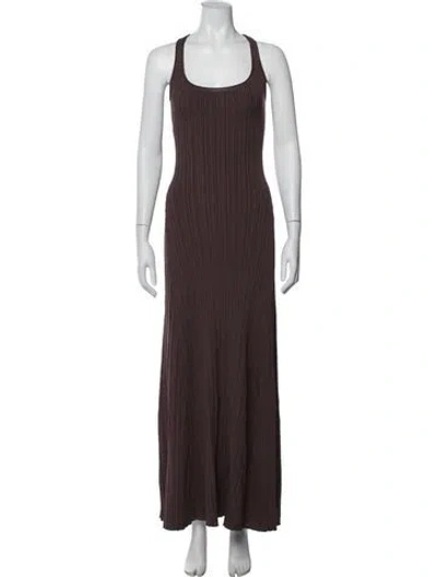 Pre-owned Dissh Scoop Neck Long Dress In Brown