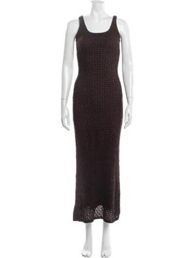 Pre-owned Dissh Scoop Neck Long Dress In Brown