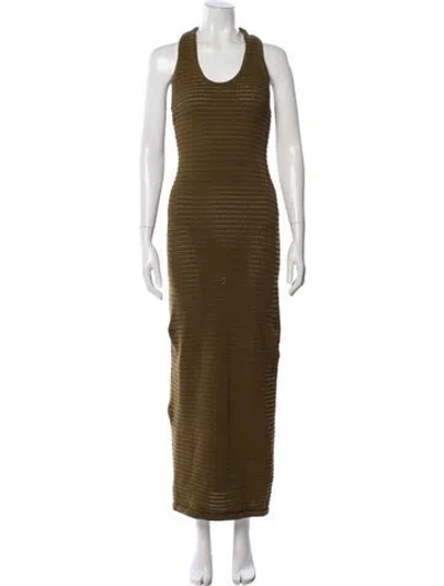 Pre-owned Dissh Scoop Neck Long Dress In Green