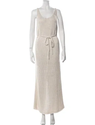 Pre-owned Dissh Scoop Neck Long Dress In Neutrals