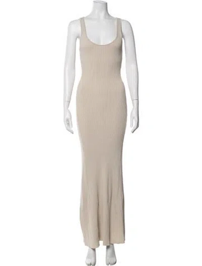 Pre-owned Dissh Scoop Neck Long Dress In Neutrals