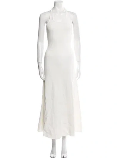 Pre-owned Dissh Scoop Neck Long Dress In White