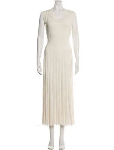Pre-owned Dissh Scoop Neck Long Dress In White