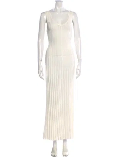 Pre-owned Dissh Scoop Neck Long Dress In White