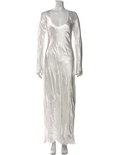 Pre-owned Dissh Scoop Neck Long Dress In White