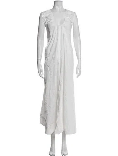 Pre-owned Dissh Scoop Neck Long Dress In White