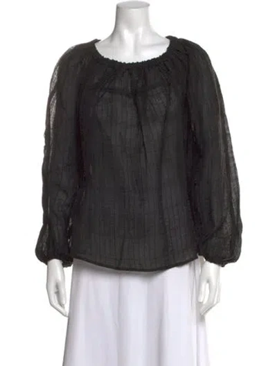 Pre-owned Dissh Scoop Neck Long Sleeve Blouse In Black