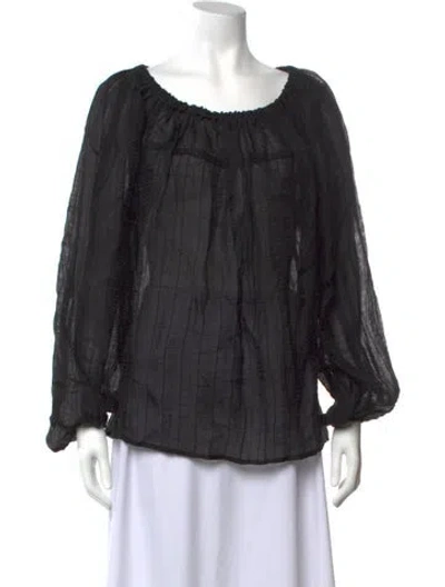 Pre-owned Dissh Scoop Neck Long Sleeve Blouse W/ Tags In Black