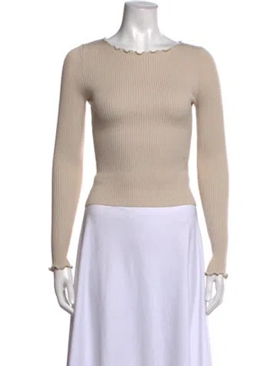 Pre-owned Dissh Scoop Neck Long Sleeve Top In Neutrals