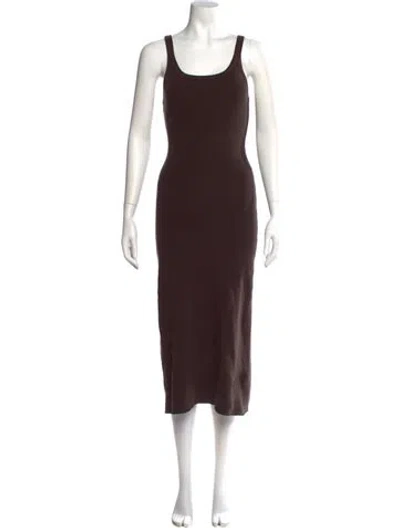 Pre-owned Dissh Scoop Neck Midi Length Dress In Brown