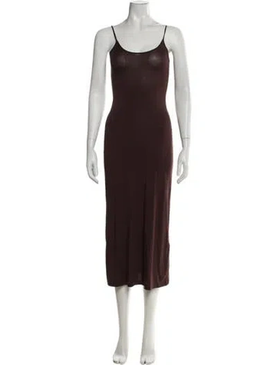 Pre-owned Dissh Scoop Neck Midi Length Dress In Brown