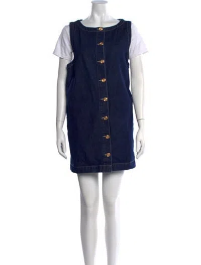 Pre-owned Dissh Scoop Neck Mini Dress In Blue