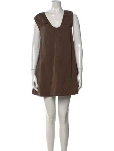 Pre-owned Dissh Scoop Neck Mini Dress In Brown