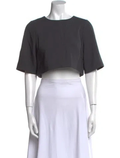 Pre-owned Dissh Scoop Neck Short Sleeve Crop Top In Black