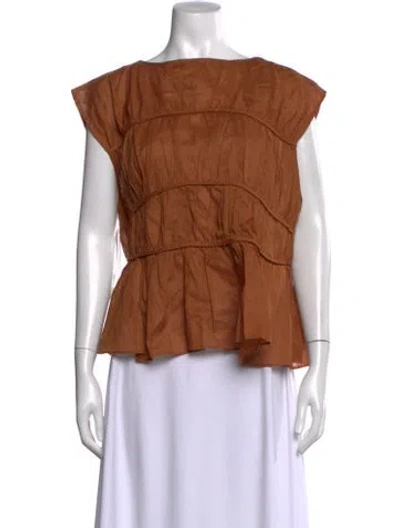 Pre-owned Dissh Scoop Neck Short Sleeve Top W/ Tags In Brown