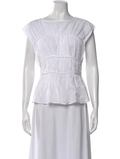 Pre-owned Dissh Scoop Neck Short Sleeve Top In White