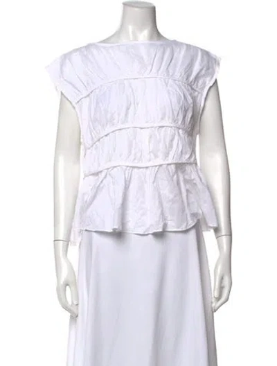 Pre-owned Dissh Scoop Neck Short Sleeve Top In White
